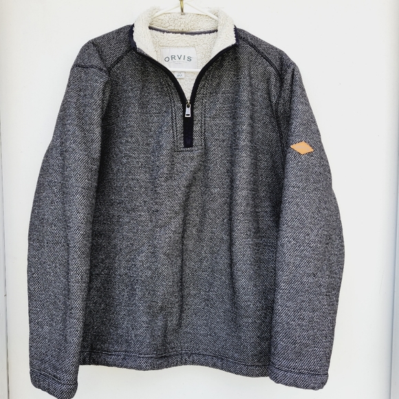 Orvis Sweaters Orvis Mens Sherpa Lined Half Zip Pullover Black